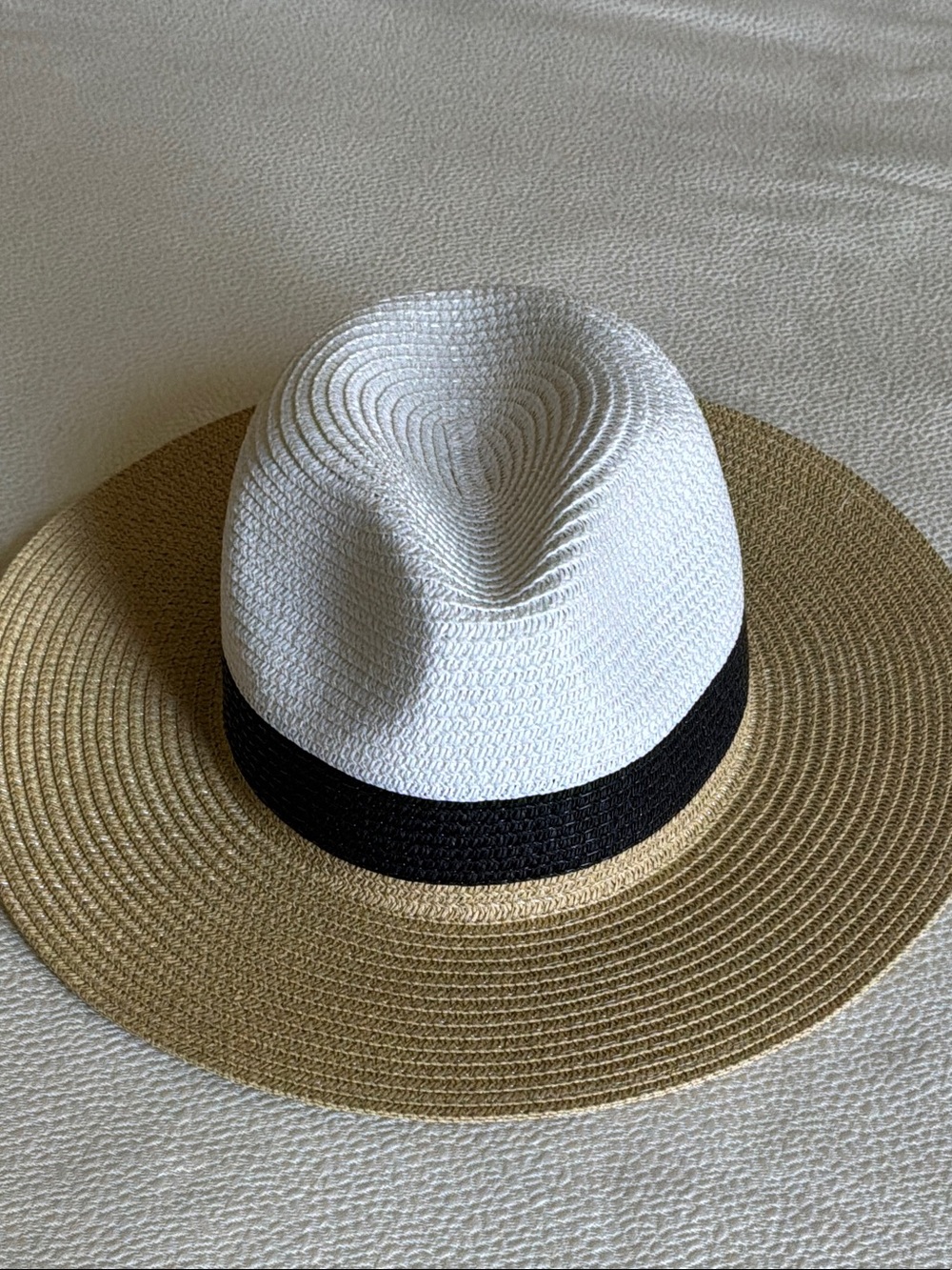 La Vie en Rose Aqua Straw Sun Hat with Black Trim and White Interior